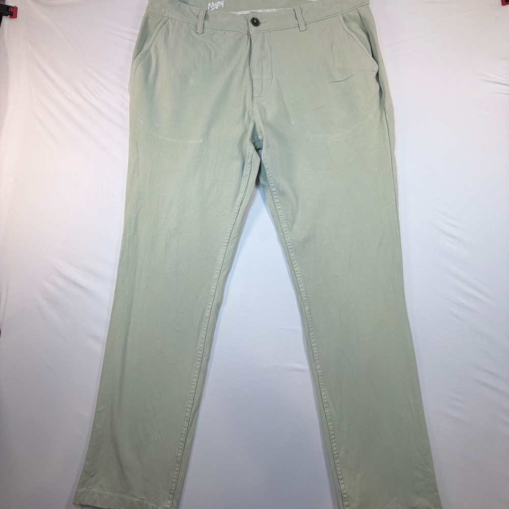 Mugsy Willows Chino Pants Mens 38x32 Sage Green Stretch‎ Casual Comfort Golf